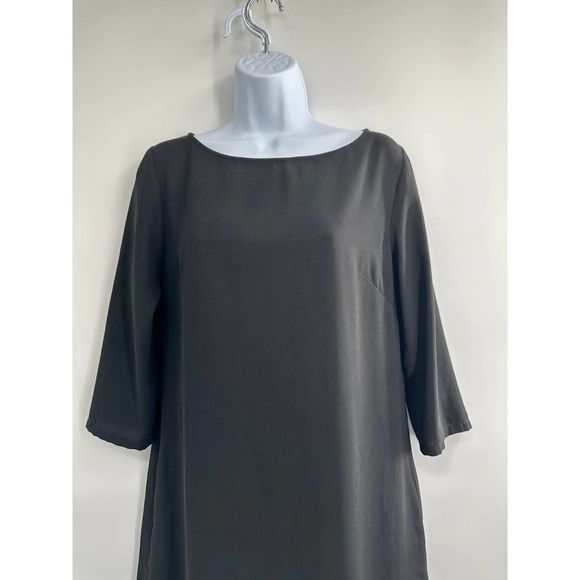 Tildon Black 3/4 Sleeves Keyhole Back Mini Shift Dress Small - Picture 4 of 8